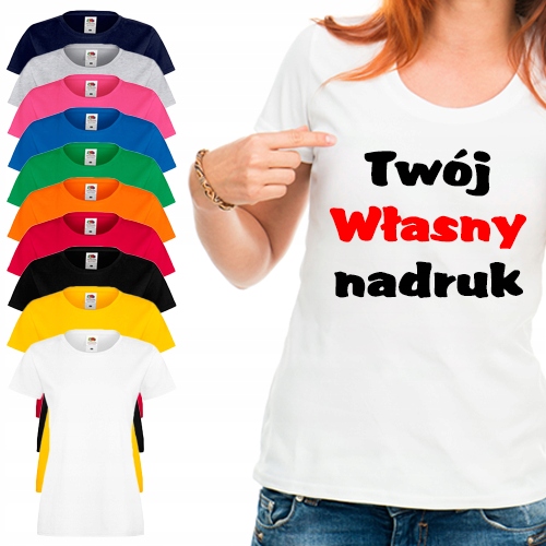 KOSZULKA Z WŁASNYM NADRUKIEM NAPISEM ZDJĘCIEM FOTO. damska S
