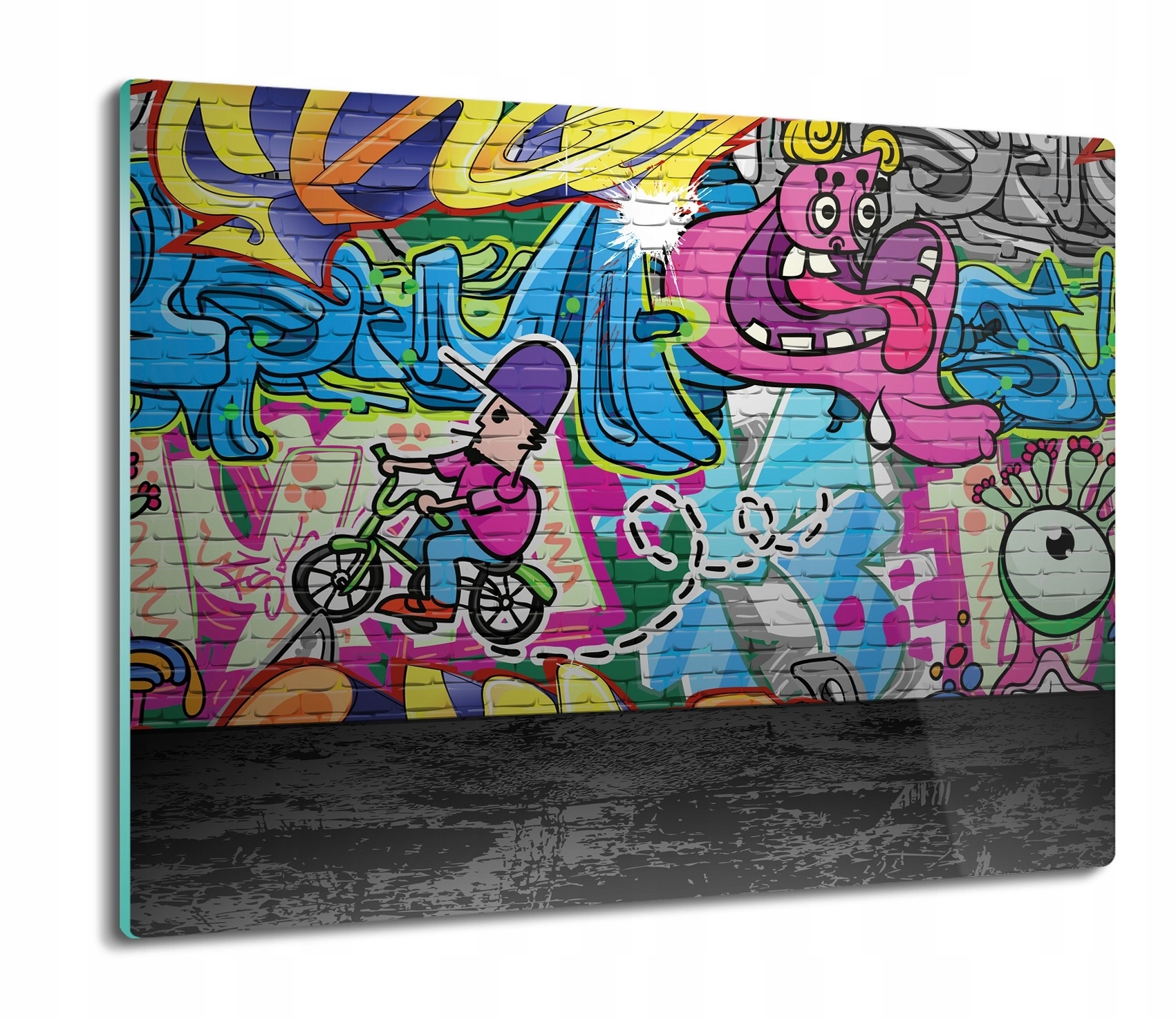 Skleněná kuchyňská deska na krájení jako Dárek 60x52 Ulice graffiti