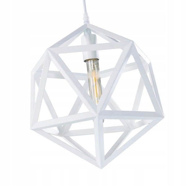 Závěsná stropní lampa Klatka velká Bílá kovová
