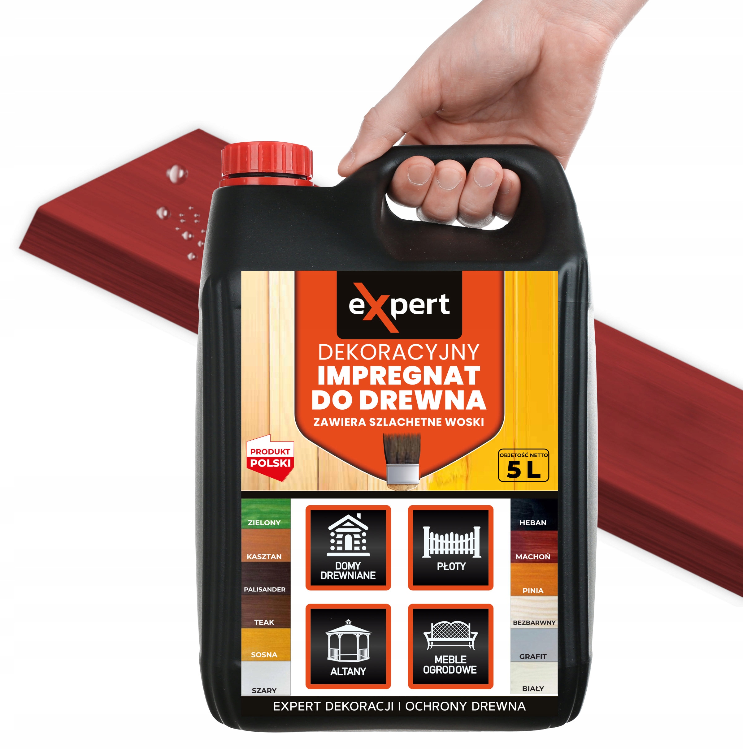 IMPREGNAT farba do drewna z WOSKAMI 5l MAHOŃ