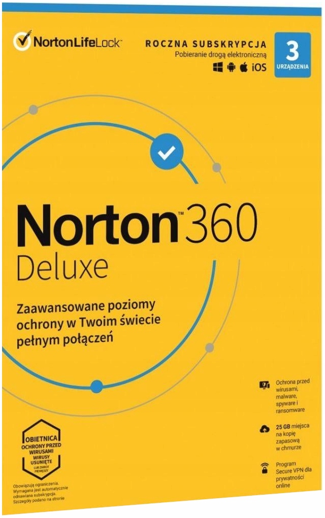Antivírus NORTON 360 DELUXE VPN 25GB 3PC 12MC 1 ROK ESD ELEKTRONICKÝ KĽÚČ