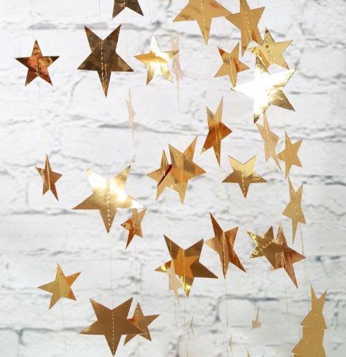 DEKORACJA GIRLANDA GWIAZDKI ZŁOTE 4M OZDOBA SZNUR