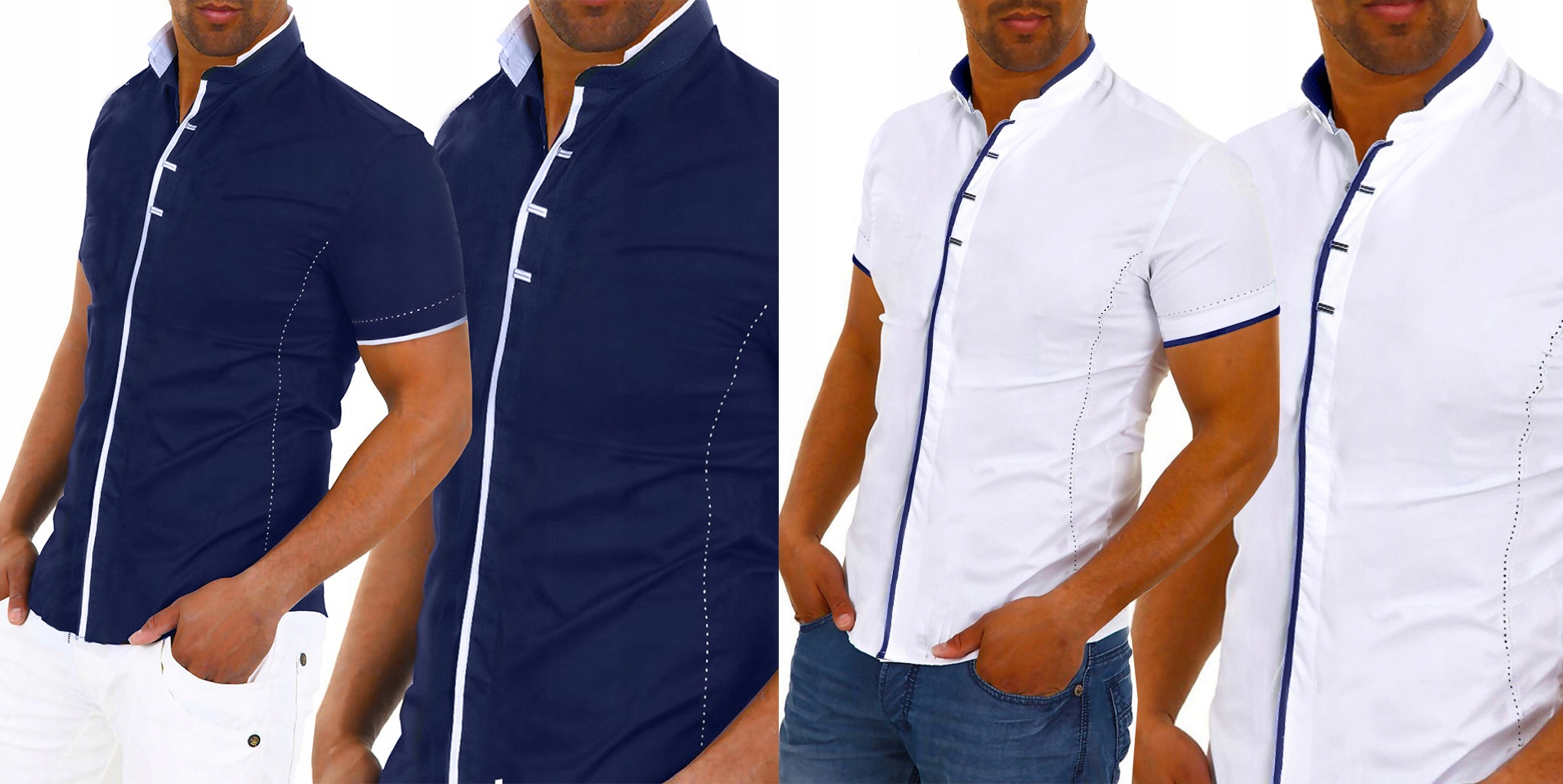 Koszula Męska Casual Stójka Codzienna Gładka NEW Rękaw krótki rękaw