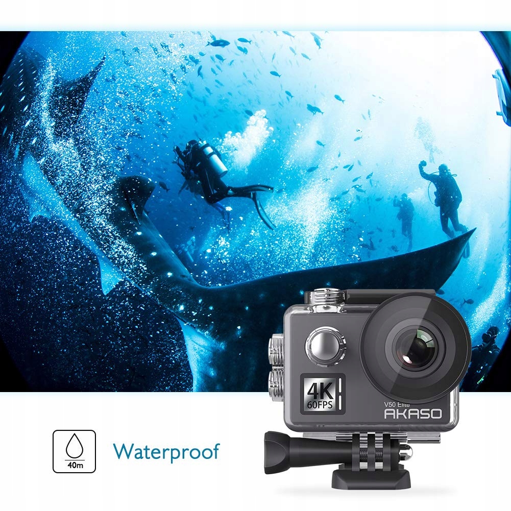 AKASO V50 Elite Kamera 4K 60FPS 20MP WiFi Dotykowy Ekran 40M Sportowa — miniatura 6