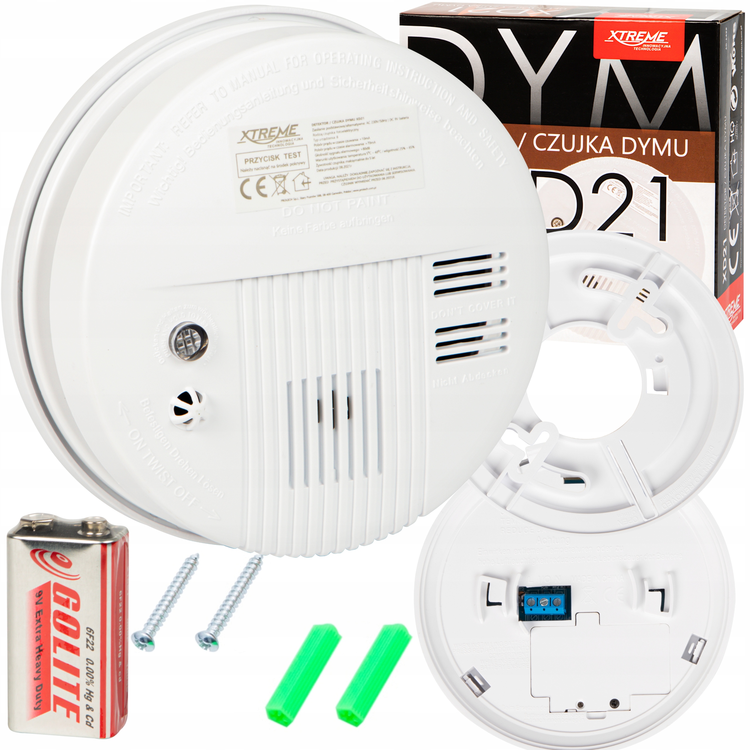 

Czujnik dymu Xtreme detektor bezprzewodowy 9V 230V