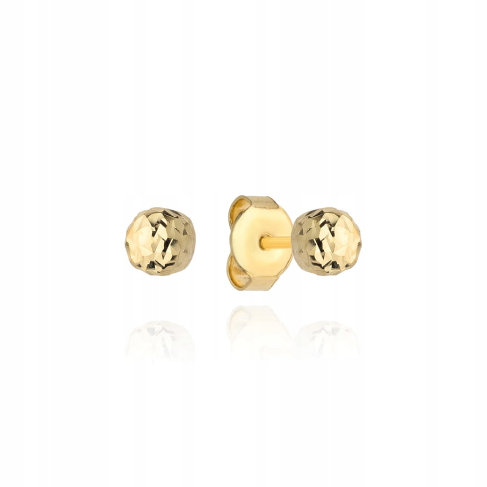 Náušnice ze zlata Diamantové 585 půl kuličky 3 mm Lesklé 0.34 g tyčinky