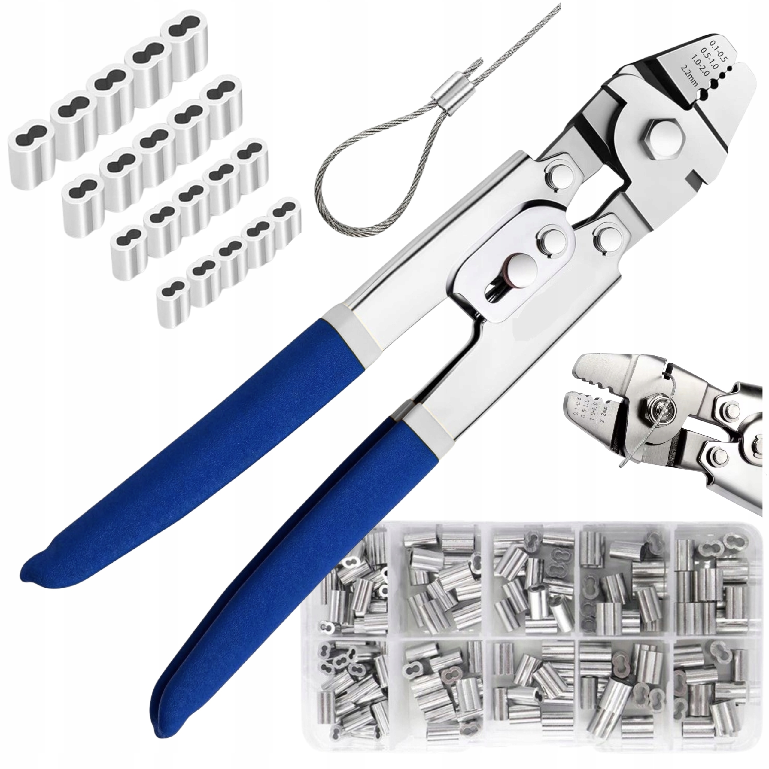 Narzędzie do zaciskania linek stalowych zaciskarka 300x tulejek beczkowych