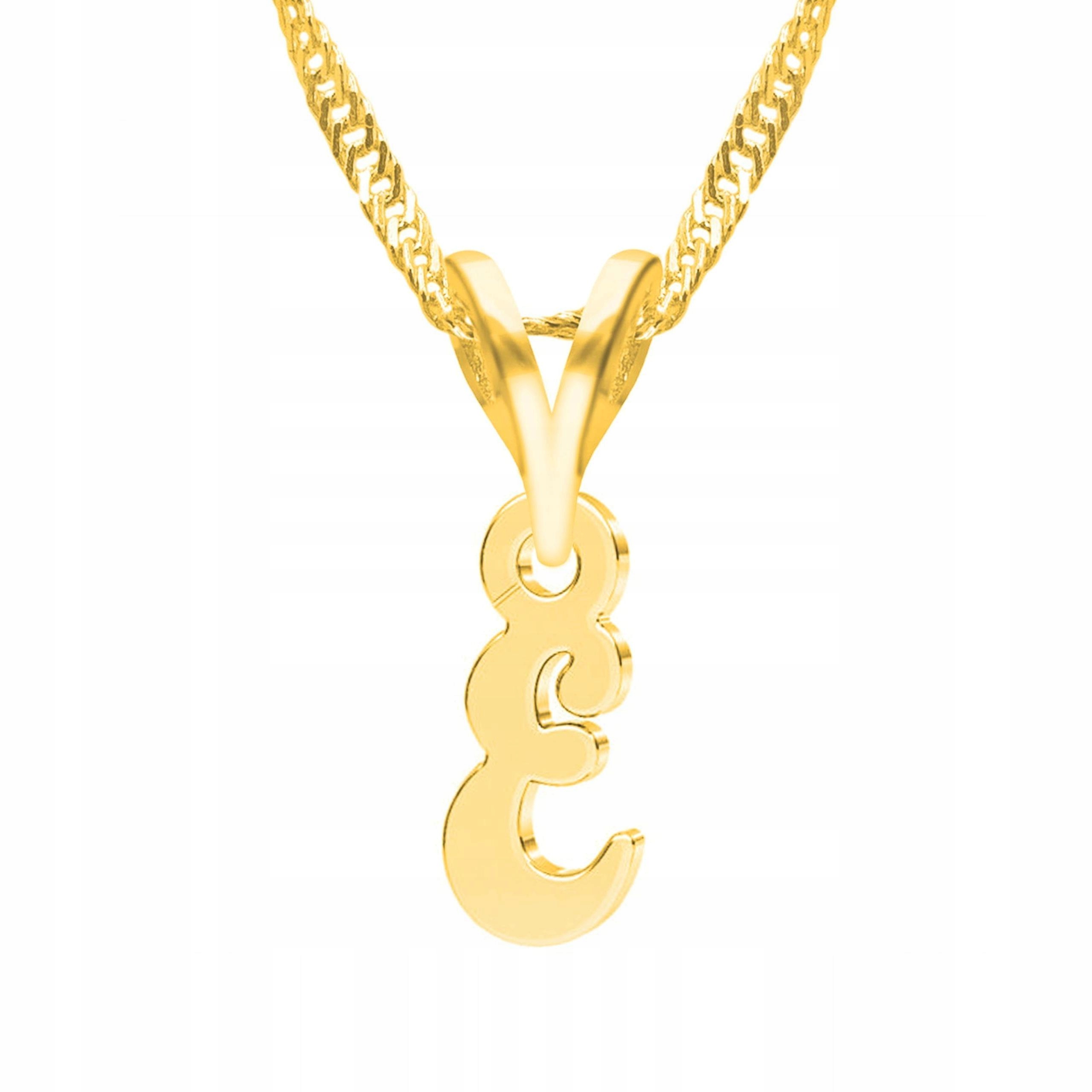 Zlatý náhrdelník s písmenem Iniciál Letter Abeceda Písmeno Znak E Stříbro 925
