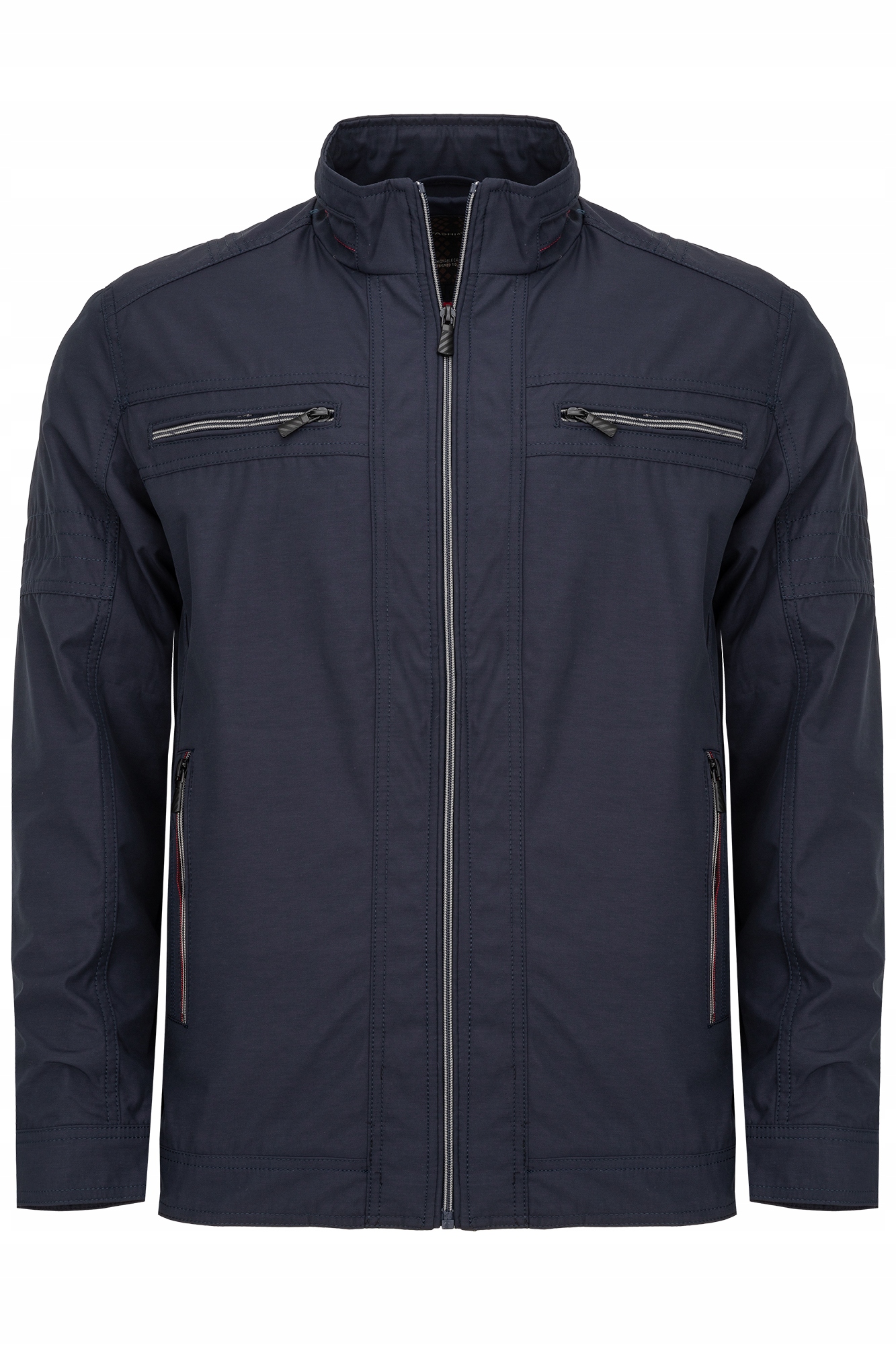 Pánská Přechodová Bunda Jednoduchá, Modrá, Klasická, S Kapsami, Stojáček: M