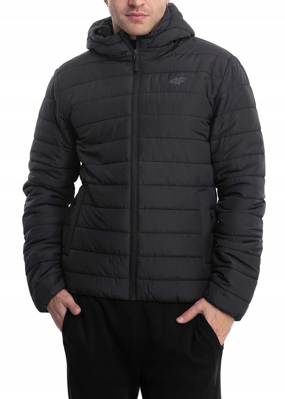 Pánská péřová bunda 4F s kapucí S Kapucí prošívaná vel M