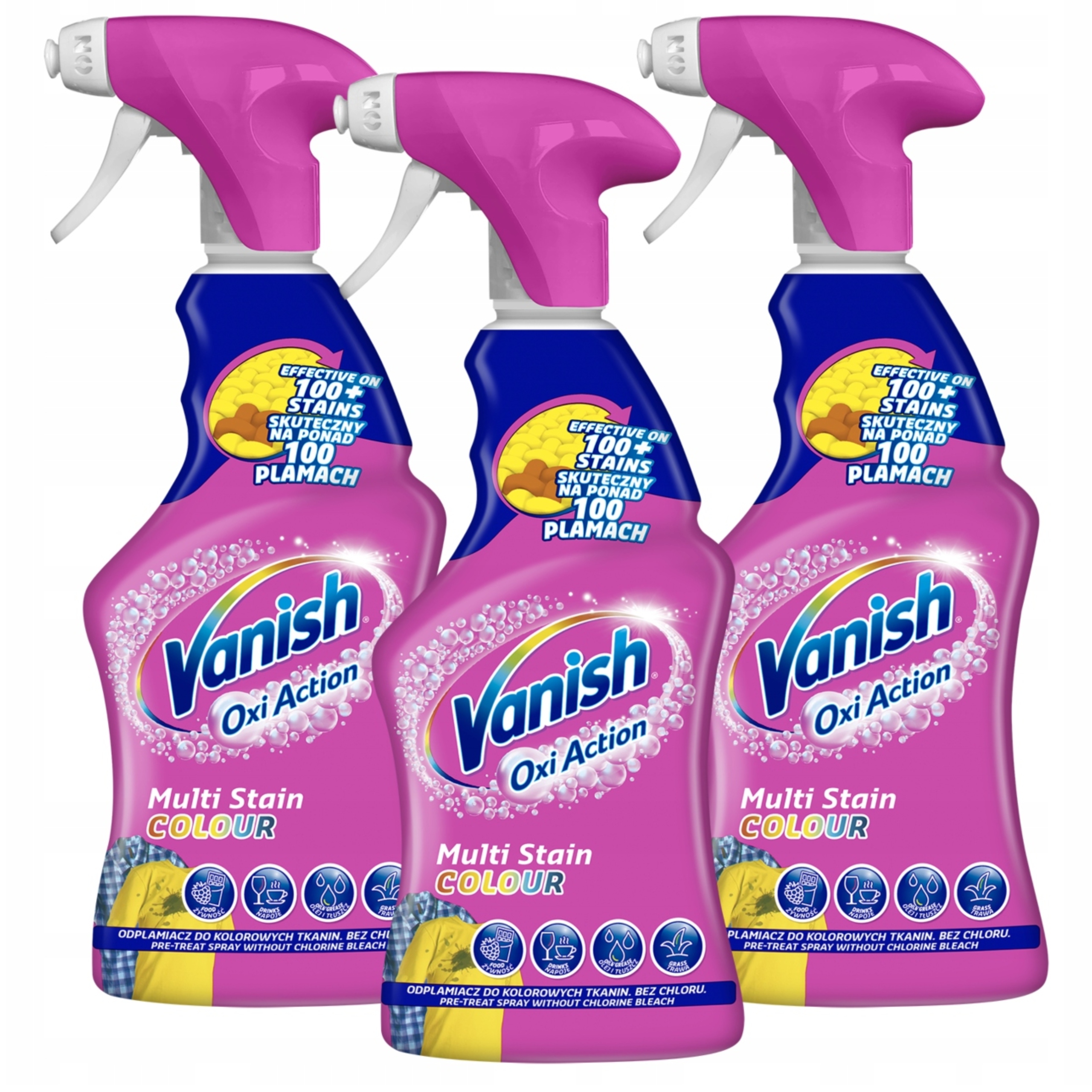 Levně Vanish Sada Oxi Action Odstraňovač Skvrn Sprej na Textilie Odstraňuje Skvrny 3x 500ml