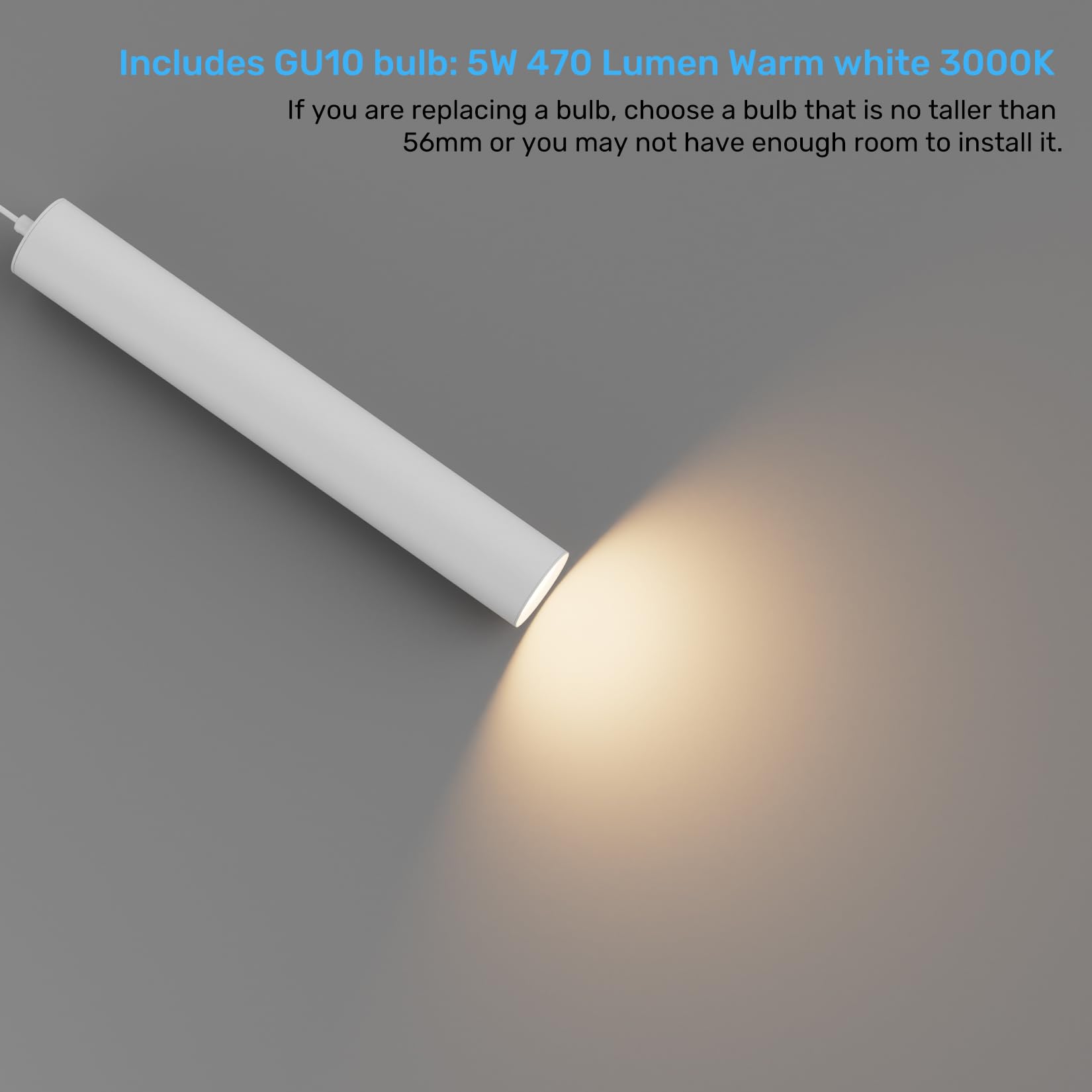 KLIGHTEN Lampa Wisząca GU10 LED 5W 470LM Regulowana Biała 3000K 50cm — miniatura 4