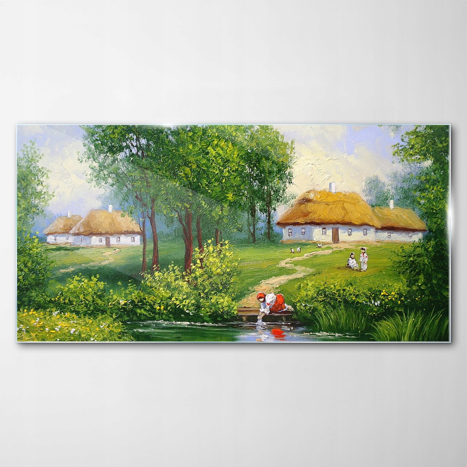 

Hartowany Obraz Szklany Wioska drzewa Woda 140x70