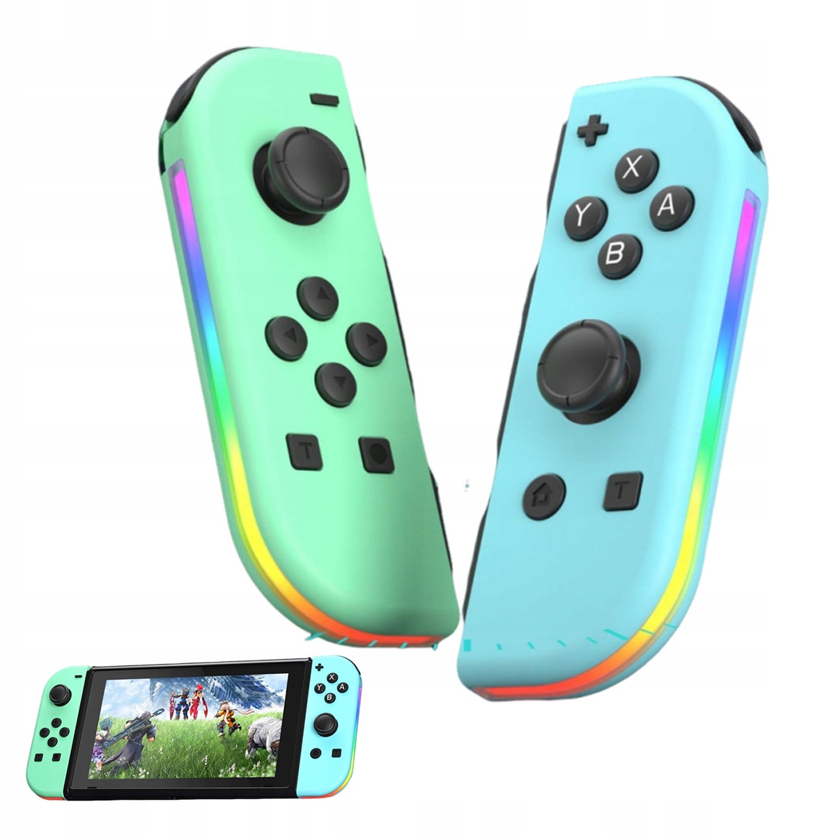 Kontroler bezprzewodowy Rgb Joy Pad lewy i prawy zielony Do Nintendo Switch