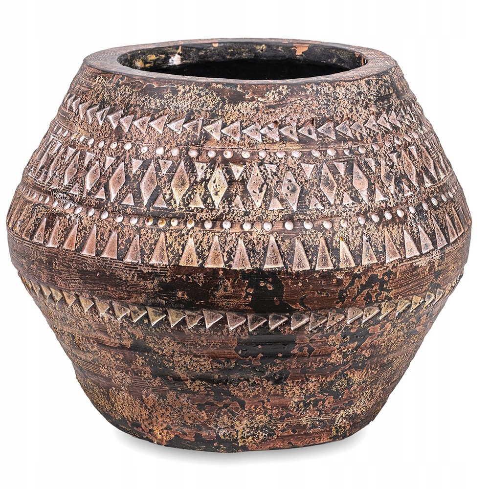 Květináč Hnědý 24x28 cm Obal Na Květináč Keramika Se Vzorem