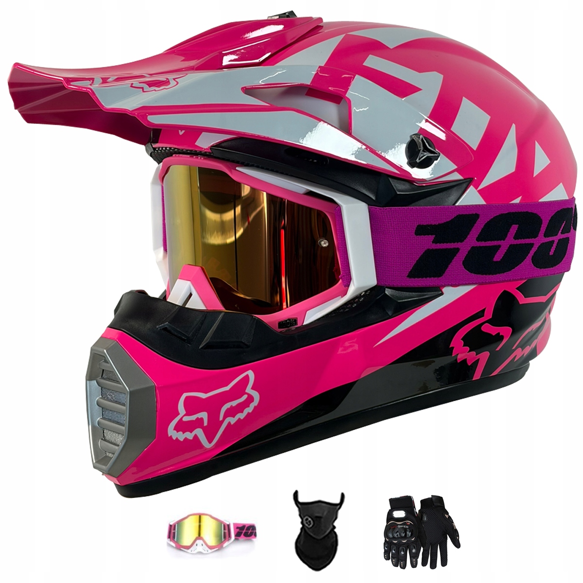 Motocyklová Přilba Lehká Enduro Quada Brýle Rukavice Maska S