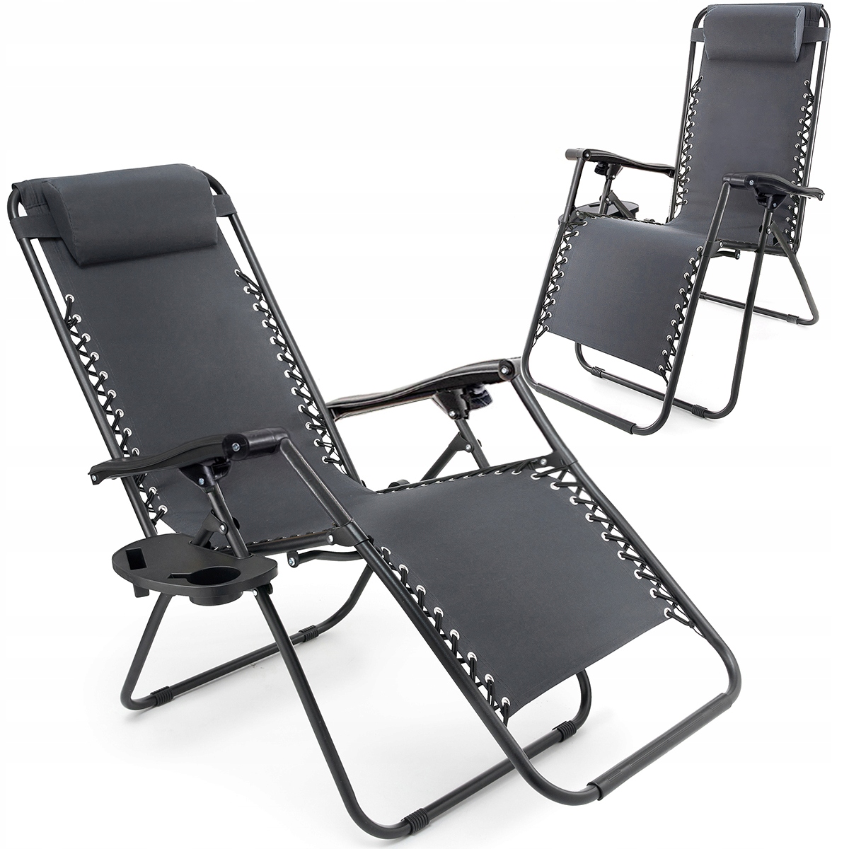 3 Grafit Leżak Plażowy Fotel Ogrodowy Soprato Składany Szary 2W1