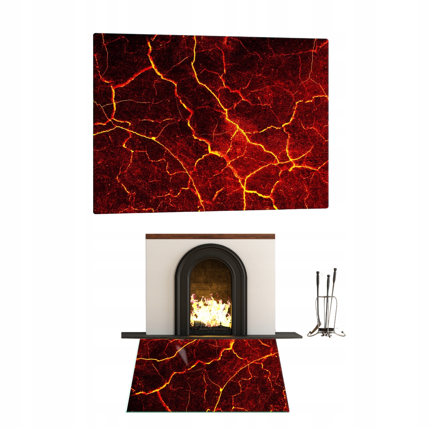 Sklo Pod Krb Základna Tvrzené Sklo Rozměr 50x52 cm Grafika Láva