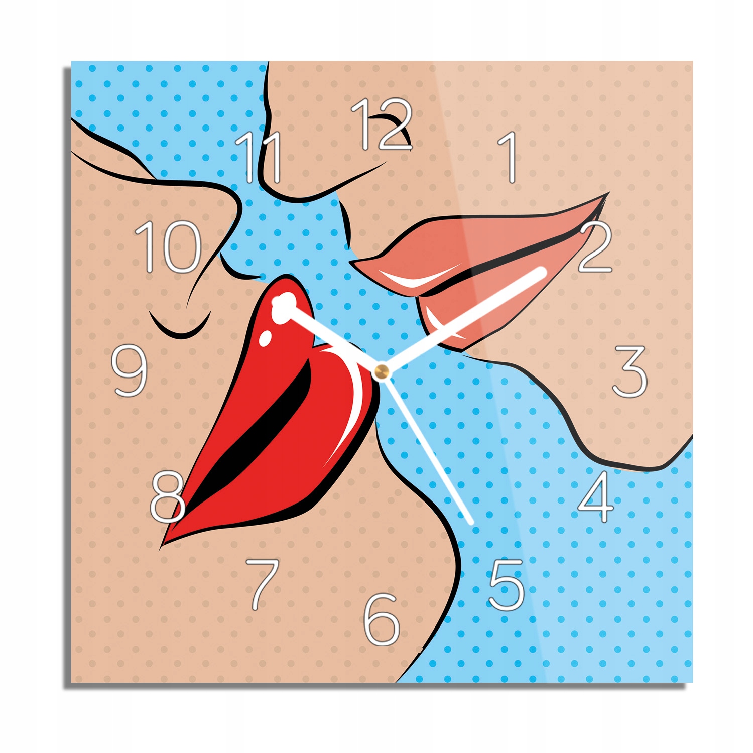 

Usta twarz pop art zegar na szkle 30x30 z foto