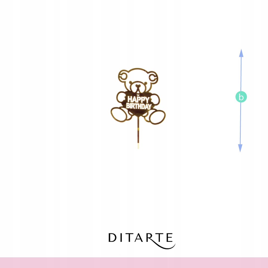 TOPPER MIŚ HAPPY BIRTHDAY ZŁOTY DEKORACJA NA TORT Marka Cake Land