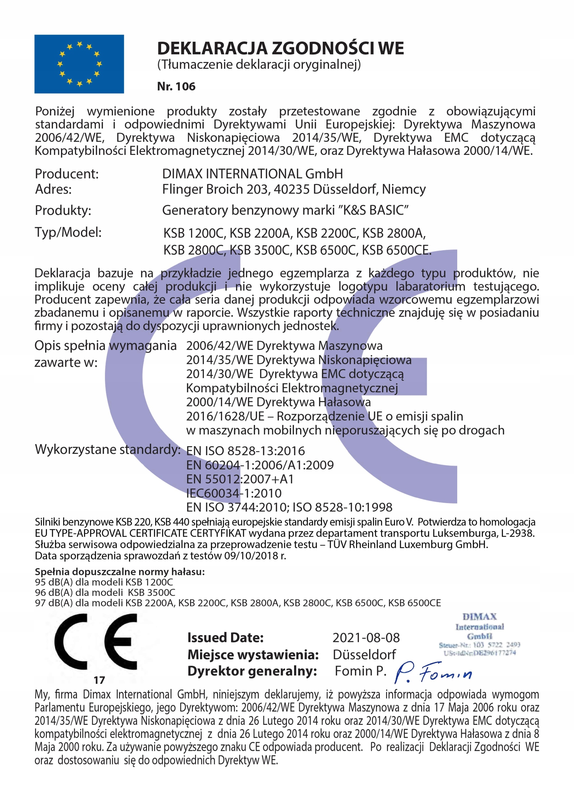 Agregat prądotwórczy K&S Basic KSB 2800A Waga urządzenia 36.2 kg