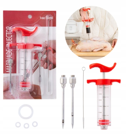 NASTRZYKIWARKA DO MIĘSA STRZYKAWKA 30ml 2 IGŁY Materiał inny