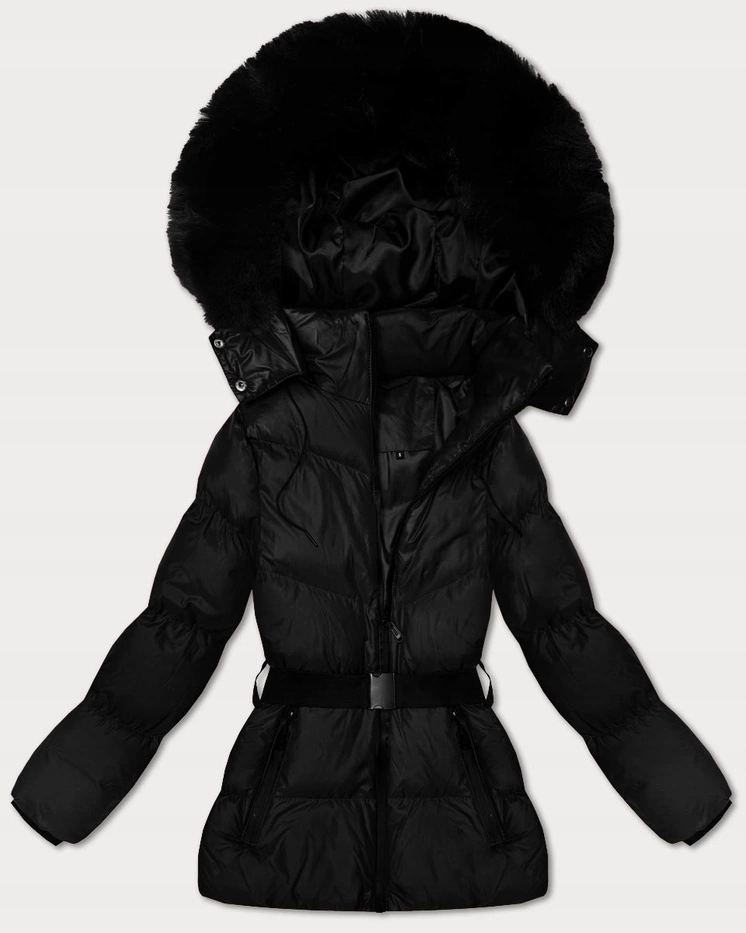 Zimní Bunda S Páskem 5M3322 Černá M (38)