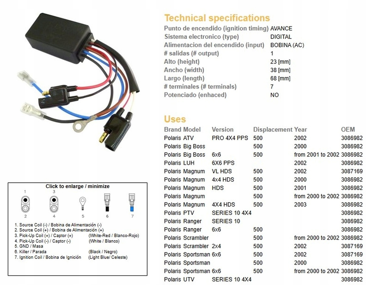 Modul Zapaľovania CDI Polaris 500 '00-'03 (oem 3086982, 3087169) ()