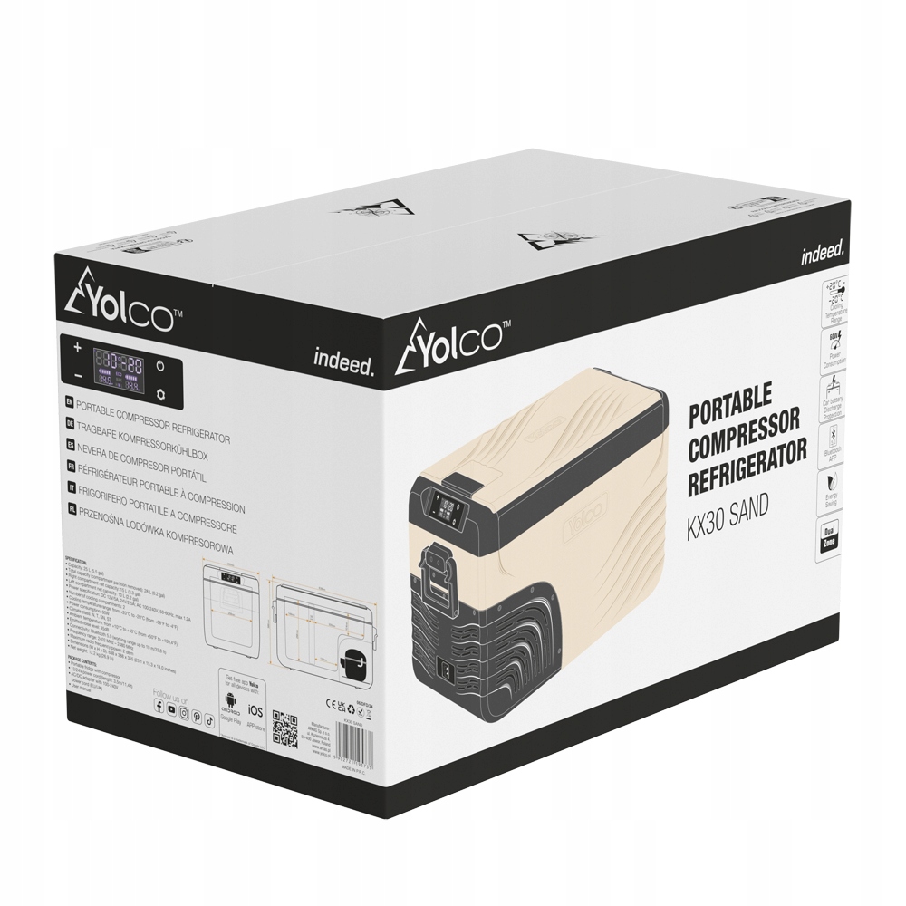 Lodówka kompresorowa Yolco KX30 Sand z Bluetooth Model KX30SAND