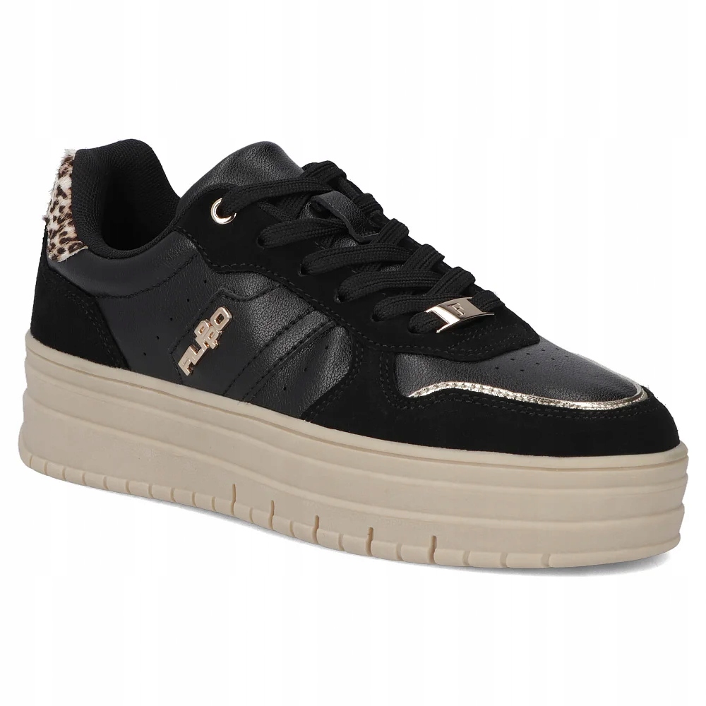 Skórzane sneakersy Filippo buty sportowe wiązane czarne platforma r.40
