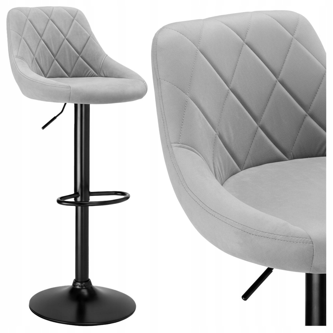 Barový hoker Cydro Black Sivý Velvet