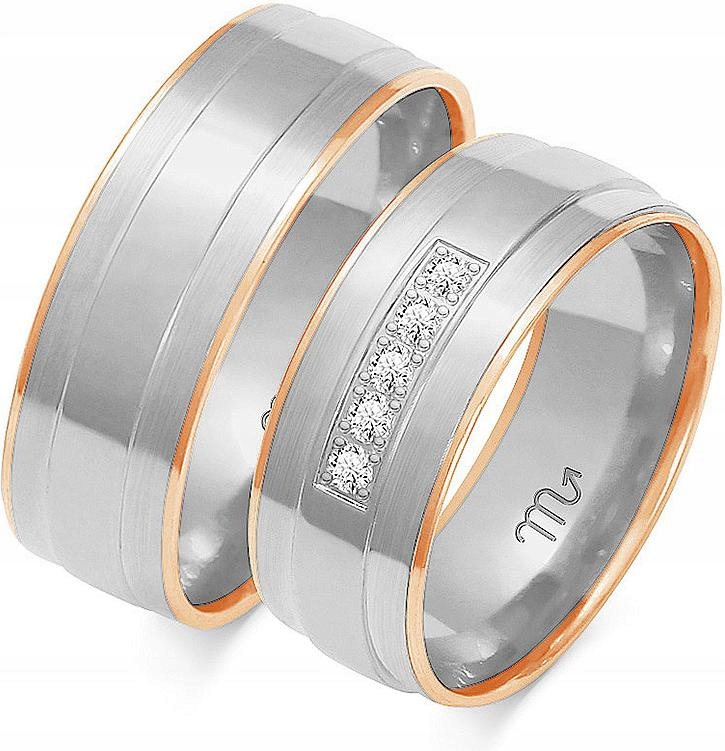 Růžové snubní prsteny ze zlata pro svatbu 585, rok 11 12 13, exkluzivní kolekce