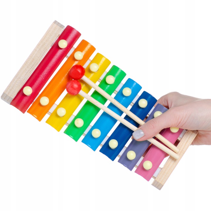 CYMBAŁKI EDUKACYJNE DREWNIANE WIELOKOLOROWE DLA DZIECKA 8 TONOWE