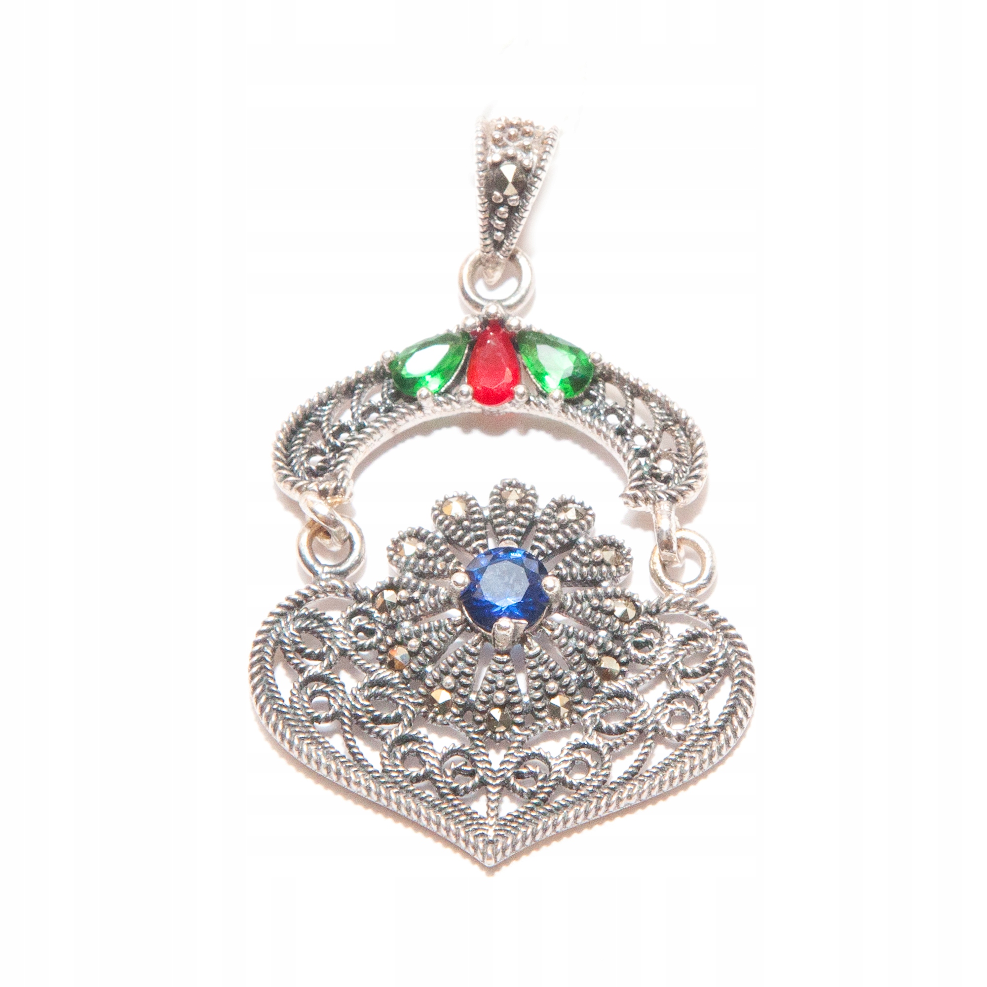 Stříbrný přívěsek s markýzami, květina stříbro 925