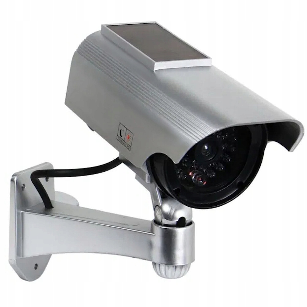 ATRAPA KAMERY TUBOWEJ CCD SOLARNA LED SREBRNA