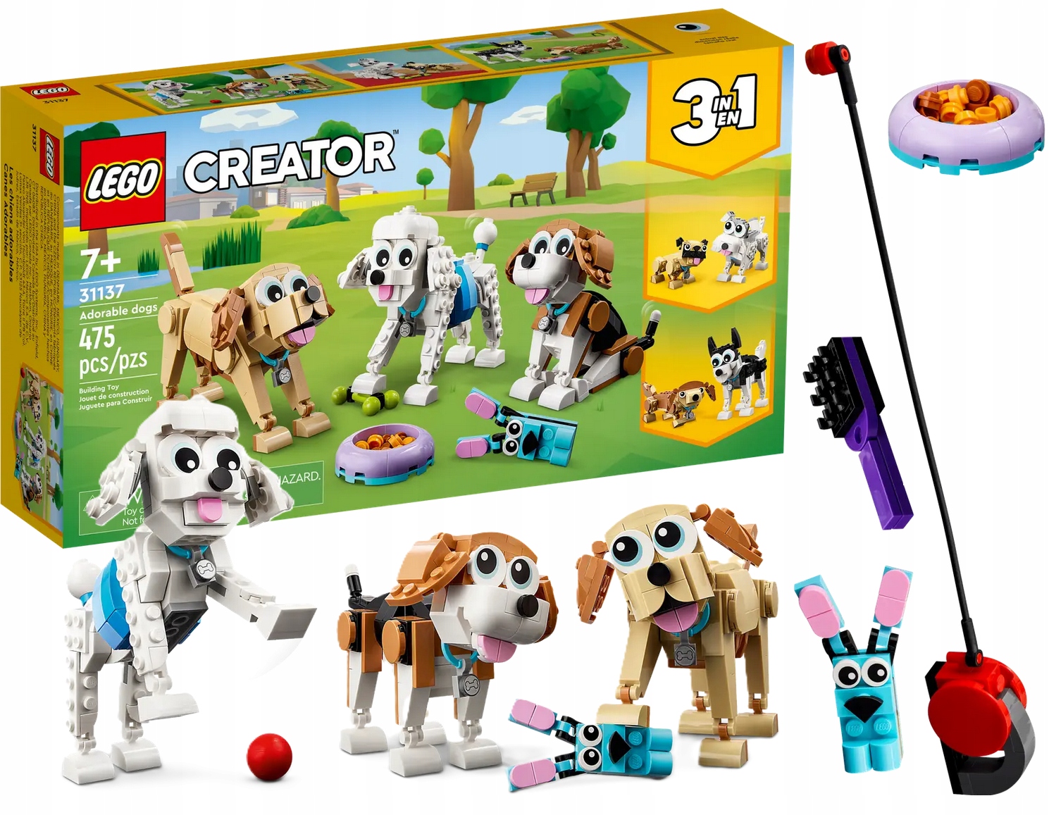 LEGO CREATOR UROCZE PSIAKI 3W1 PIESKI PSY KLOCKI ZESTAW DLA DZIECI 3 W 1 7+
