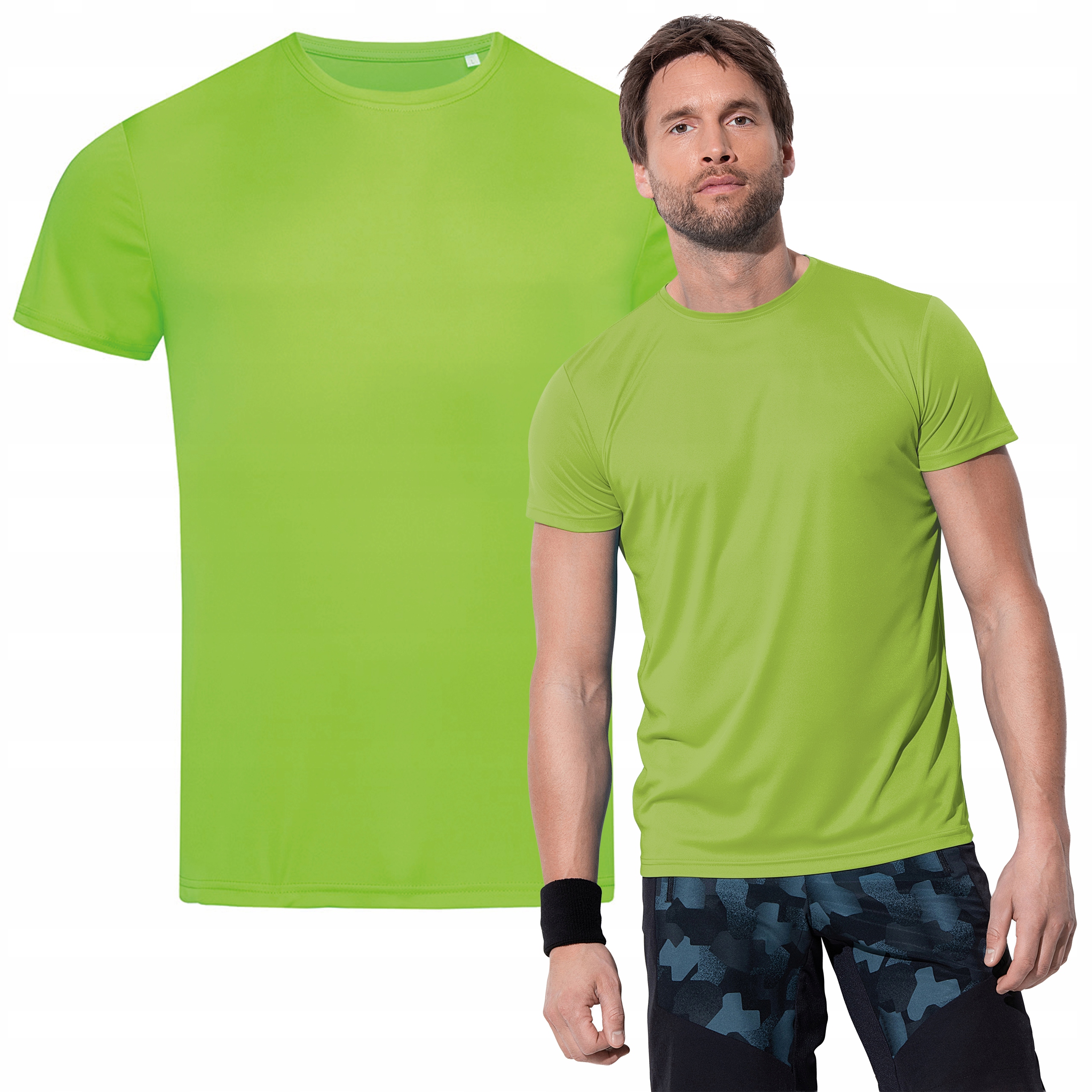 Koszulka sportowa t-shirt męska treningowa siłownia oddychająca zielona XL