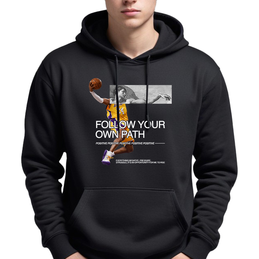 Pánská Mikina Hoodie S Kapucí Černá Mládežnická Follow Your Own Path L