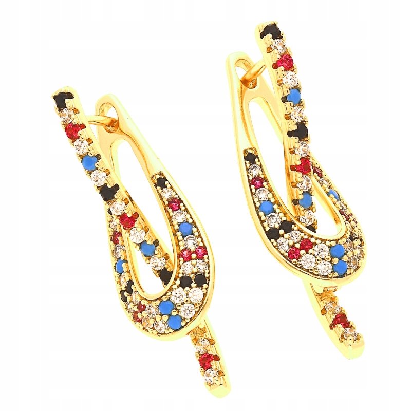 

Stylowe Eleganckie Kolczyki Wieczorowe Pozłacane