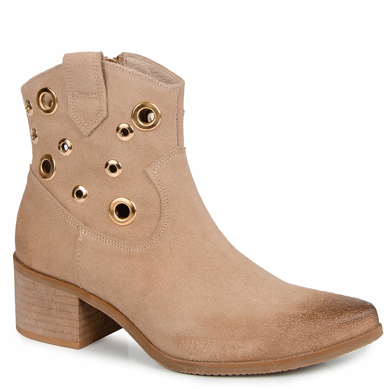 Karino 5570 Béžové Kožené Semišové Kotníkové Boty 37