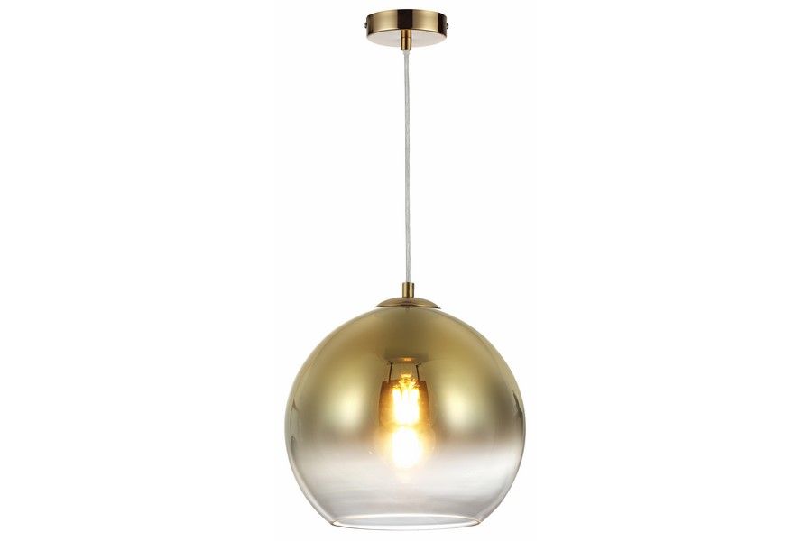 Polopriehľadná zlatá lampa Castilo s guľou do obývačky