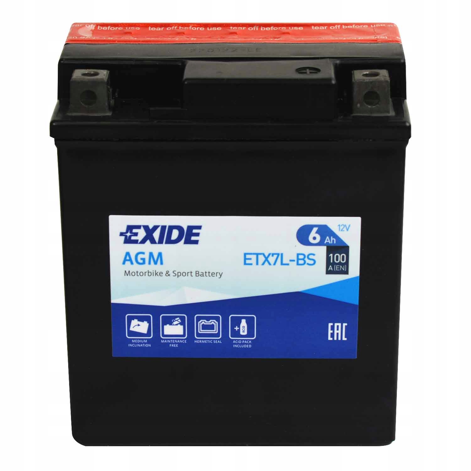 

Exide ETX7L-BS YTX7L-BS 12V 6Ah 100A P+