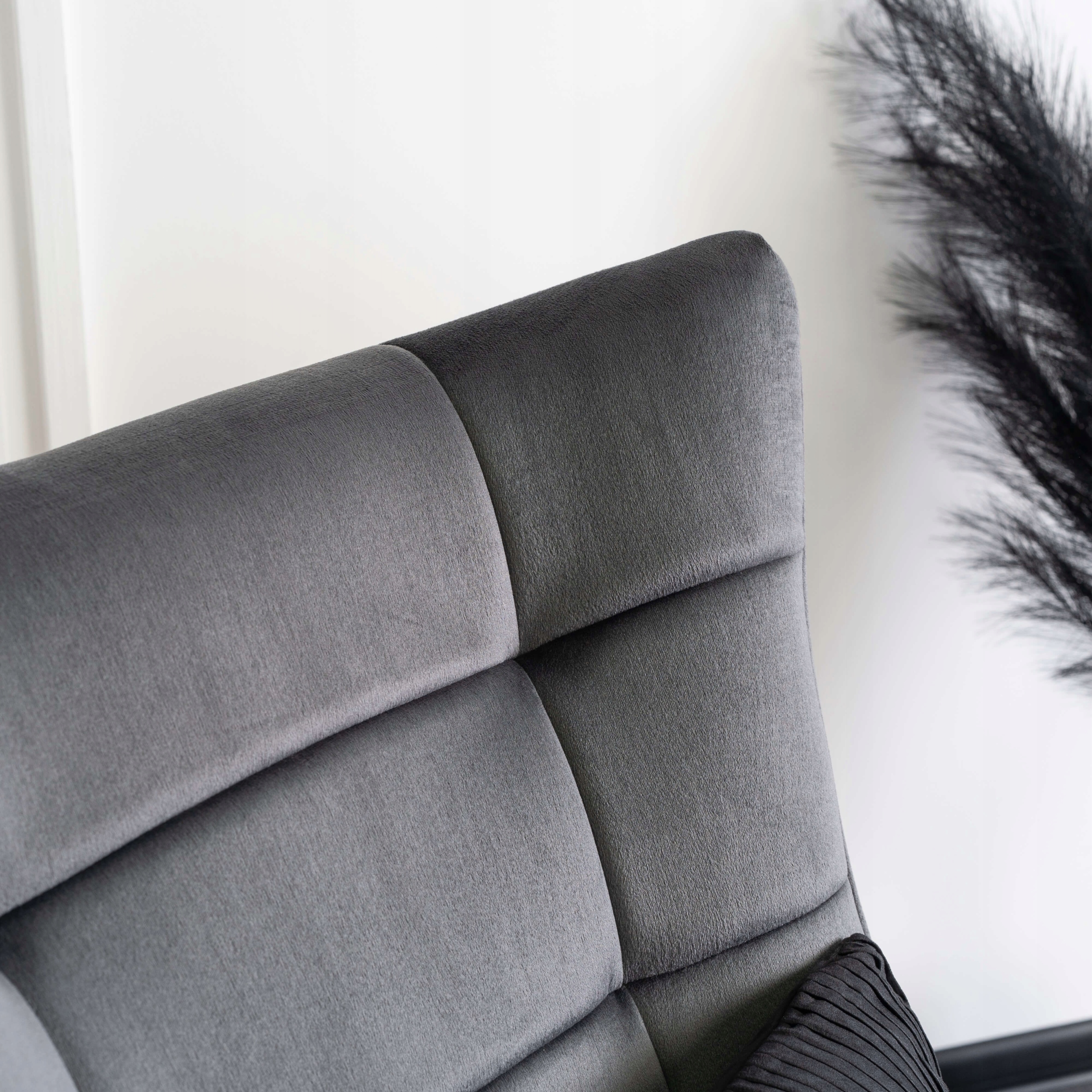 Fotel Uszak Bujany Wypoczynkowy Welurowy Salon Loft Velvet Szary JACKSON Szerokość mebla 67 cm