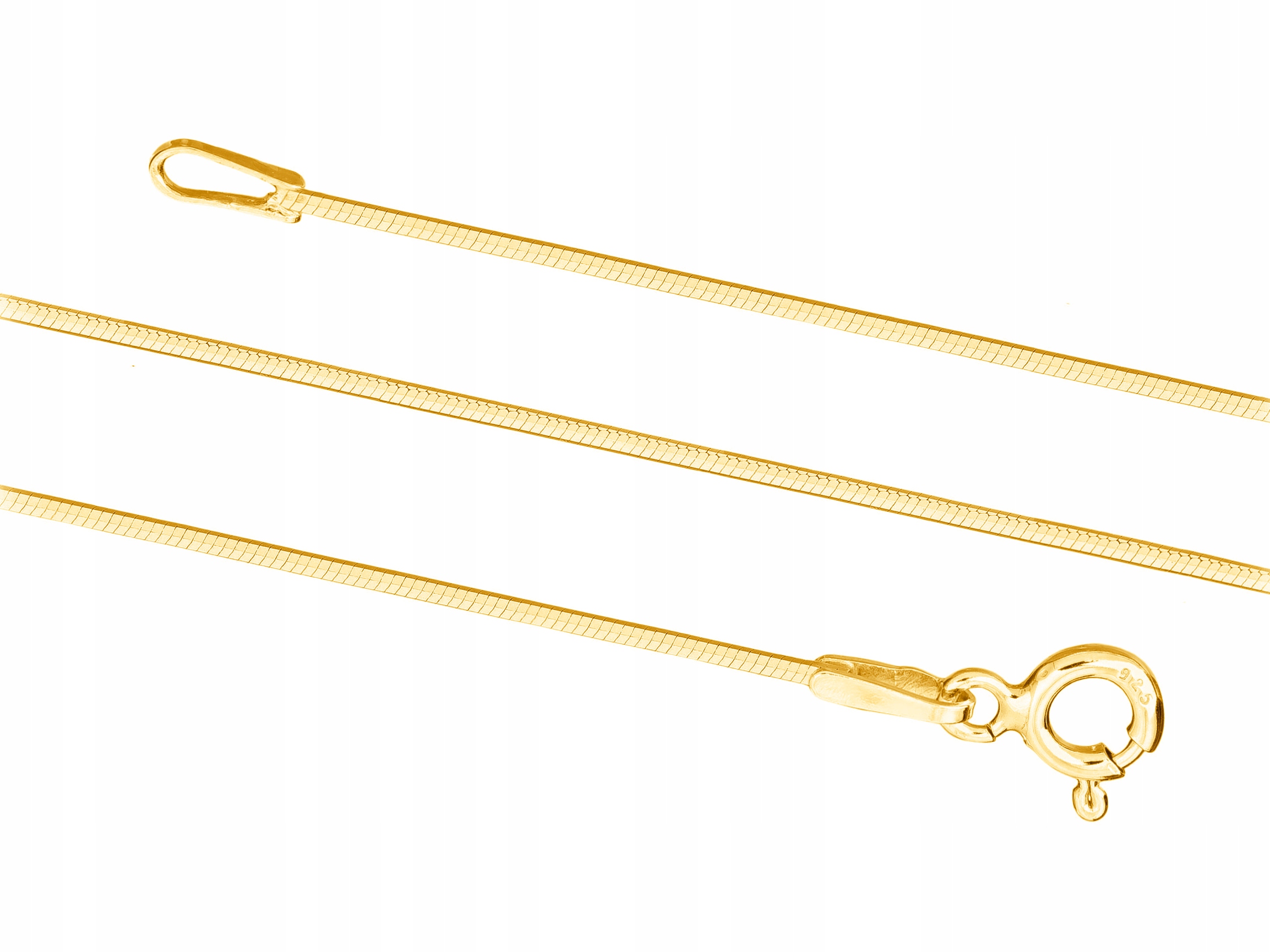 Krátký Stříbrný Pozlacený Dámský Řetízek Hladký Hadí Ohebný Osmihranný 1mm 45 cm