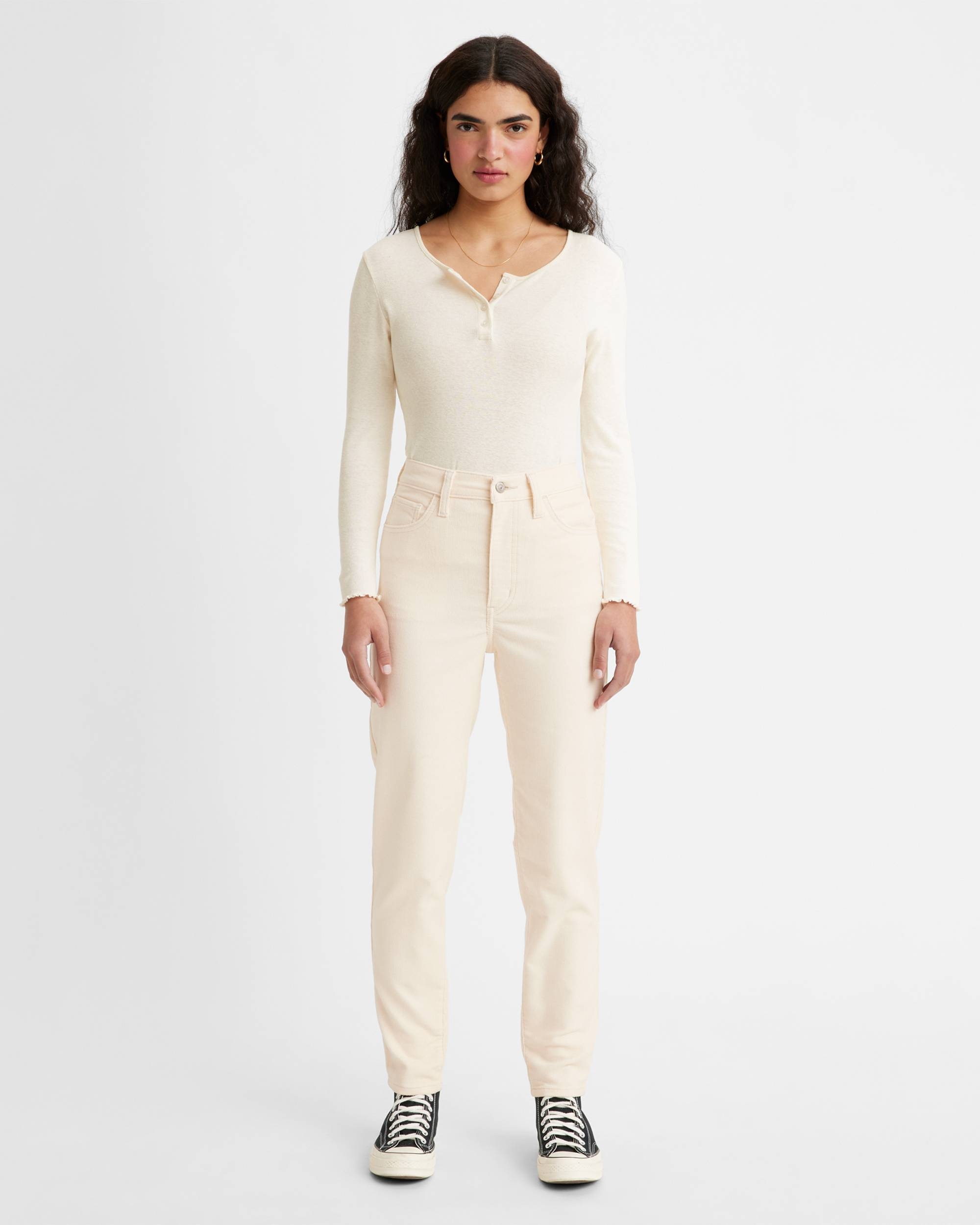 Levis Krémové Kalhoty Casual Klasické Dlouhé S Vysokým Pasem 25/29 7FA