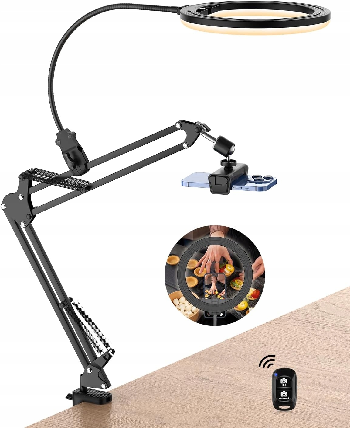 10" kroužkový stativ na telefon s prstencovou lampou, držák Live