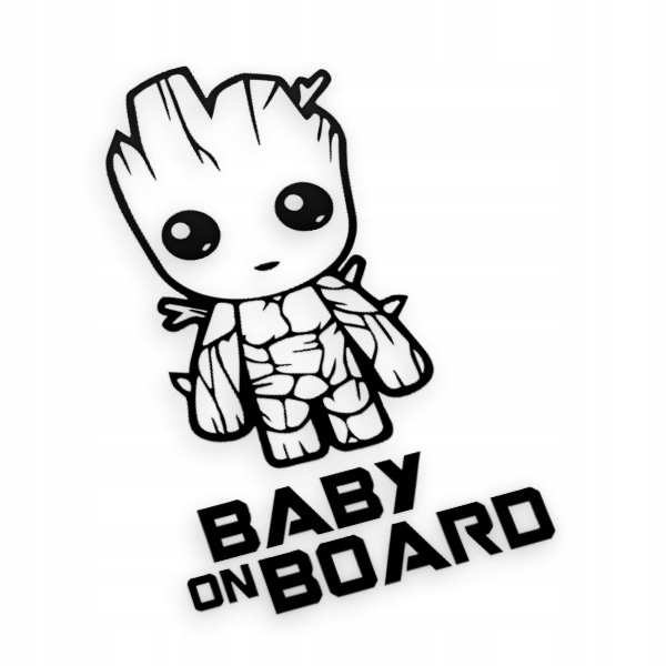 Naklejka na auto Baby Groot On Board, dziecko w aucie