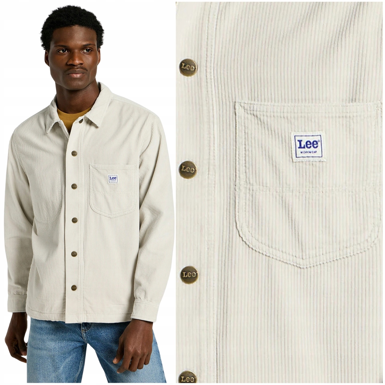 Lee Workwear Overshirt City Beige manšestrová košile bunda katana XXL