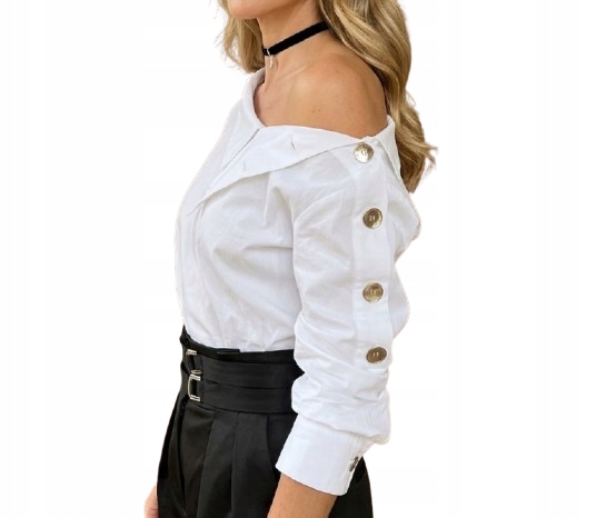 MD dámská bílá košile s knoflíky na rukávu, elegantní halenka M