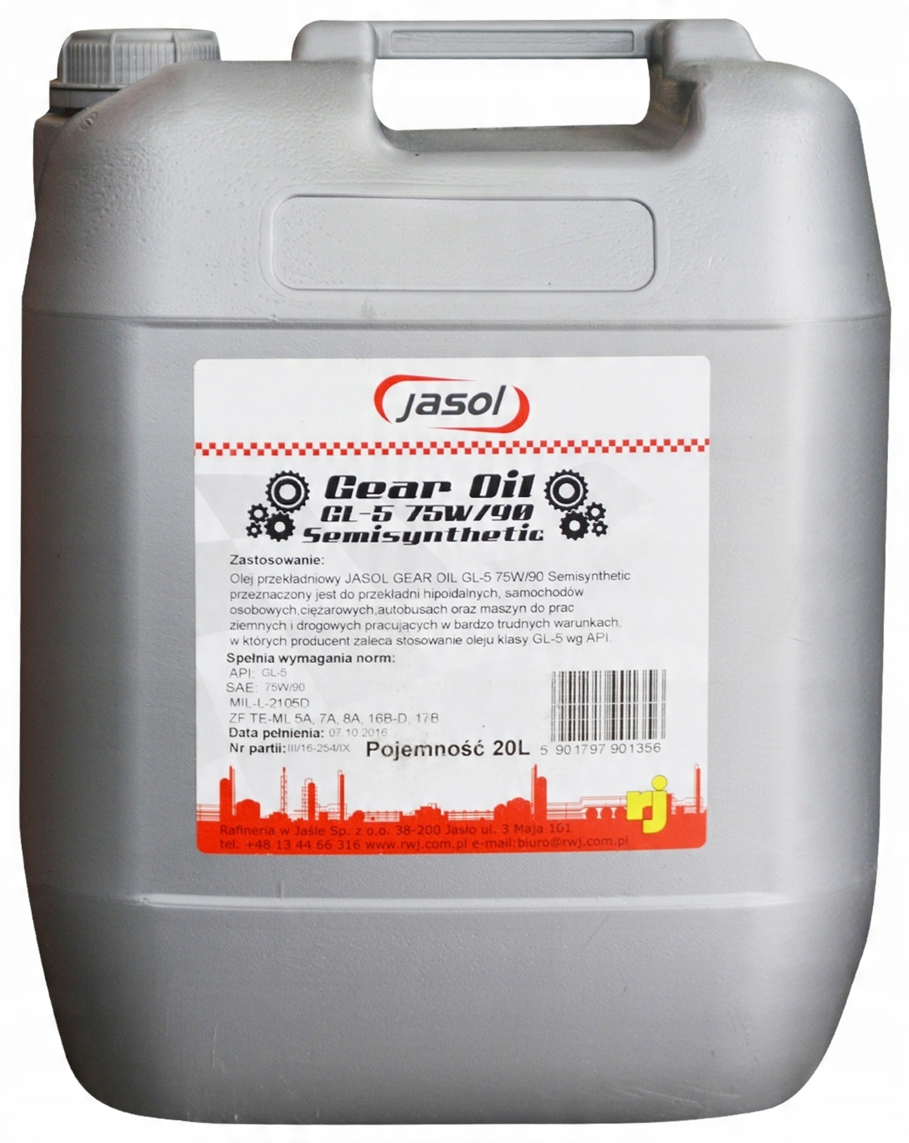 

Jasol Gear Oil GL-5 75W90 olej przekladniowy 20l